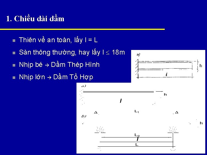 1. Chiều dài dầm n Thiên về an toàn, lấy l = L n 1. Chiều dài dầm n Thiên về an toàn, lấy l = L n