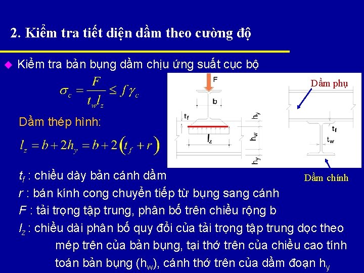 2. Kiểm tra tiết diện dầm theo cường độ u Kiểm tra bản bụng