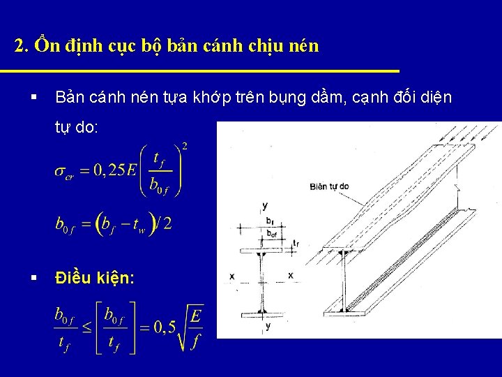2. Ổn định cục bộ bản cánh chịu nén § Bản cánh nén tựa 2. Ổn định cục bộ bản cánh chịu nén § Bản cánh nén tựa