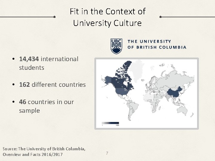 Fit in the Context of University Culture • 14, 434 international students • 162