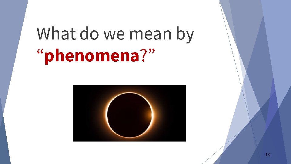 What do we mean by “phenomena? ” 13 What do we mean by “phenomena? ” 13