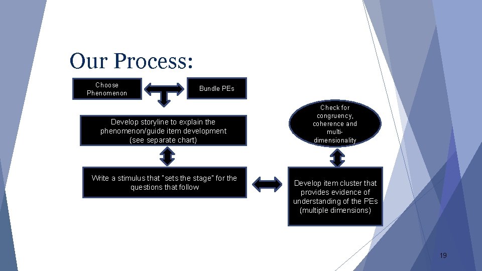 Our Process: Choose Phenomenon Bundle PEs Develop storyline to explain the phenomenon/guide item development Our Process: Choose Phenomenon Bundle PEs Develop storyline to explain the phenomenon/guide item development