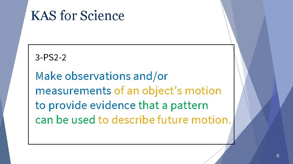 KAS for Science 3 -PS 2 -2 Make observations and/or measurements of an object’s KAS for Science 3 -PS 2 -2 Make observations and/or measurements of an object’s