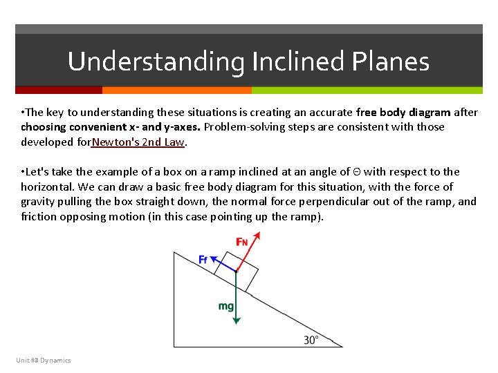 Understanding Inclined Planes • The key to understanding these situations is creating an accurate