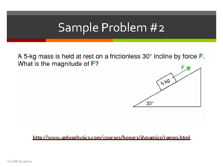 Sample Problem #2 http: //www. aplusphysics. com/courses/honors/dynamics/ramps. html Unit #3 Dynamics 