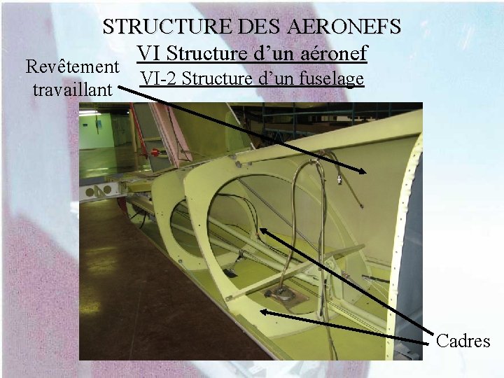 STRUCTURE DES AERONEFS VI Structure d’un aéronef Revêtement travaillant VI-2 Structure d’un fuselage Cadres