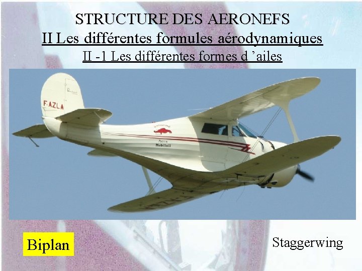 STRUCTURE DES AERONEFS II Les différentes formules aérodynamiques II -1 Les différentes formes d