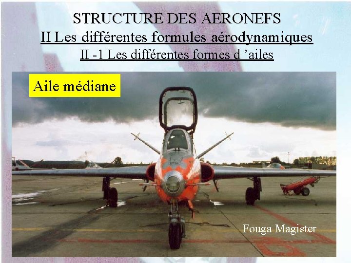 STRUCTURE DES AERONEFS II Les différentes formules aérodynamiques II -1 Les différentes formes d