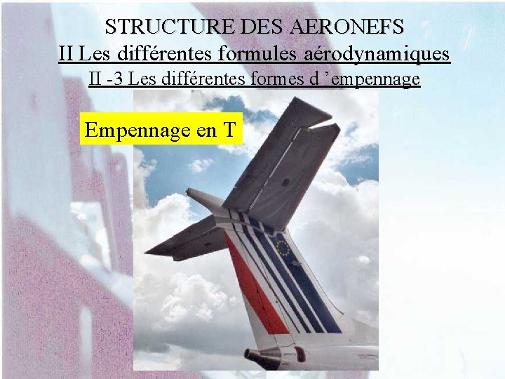 STRUCTURE DES AERONEFS II Les différentes formules aérodynamiques II -3 Les différentes formes d