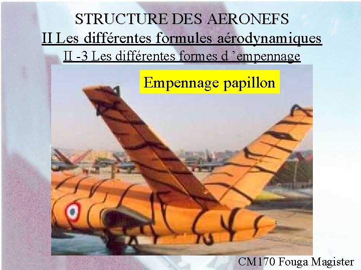 STRUCTURE DES AERONEFS II Les différentes formules aérodynamiques II -3 Les différentes formes d