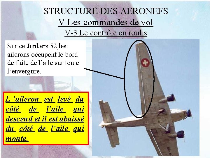 STRUCTURE DES AERONEFS V Les commandes de vol V-3 Le contrôle en roulis Sur