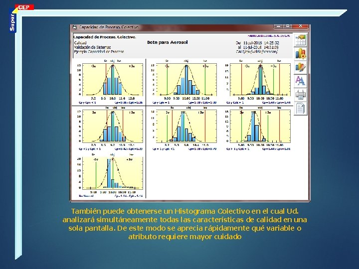 También puede obtenerse un Histograma Colectivo en el cual Ud. analizará simultáneamente todas las