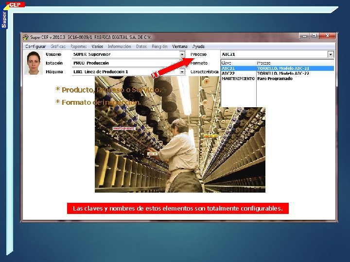 * Producto, Proceso o Servicio. * Formato de inspección. Las claves y nombres de