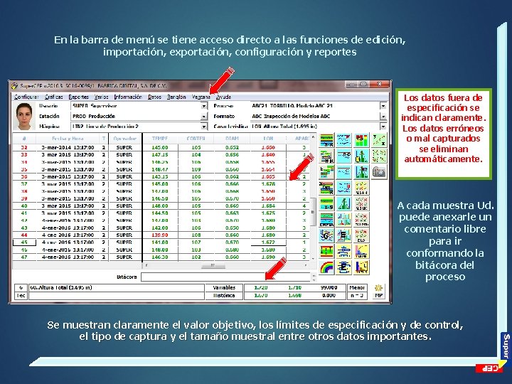 En la barra de menú se tiene acceso directo a las funciones de edición,