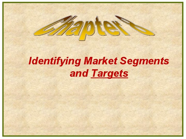 Identifying Market Segments and Targets 