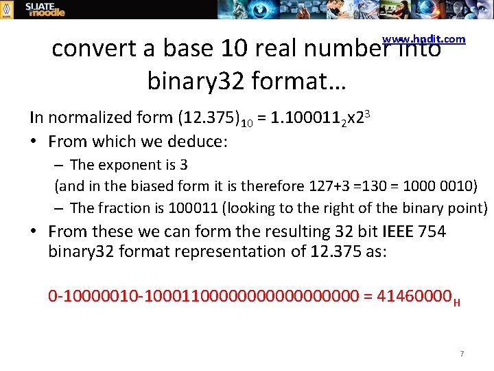 convert a base 10 real number into binary 32 format… www. hndit. com In