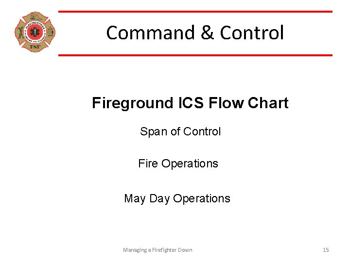 Command & Control Fireground ICS Flow Chart Span of Control Fire Operations May Day