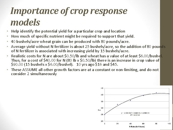 Importance of crop response models Help identify the potential yield for a particular crop