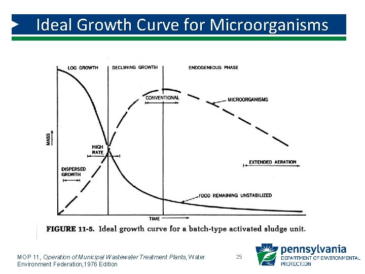 Ideal Growth Curve for Microorganisms MOP 11, Operation of Municipal Wastewater Treatment Plants, Water Ideal Growth Curve for Microorganisms MOP 11, Operation of Municipal Wastewater Treatment Plants, Water