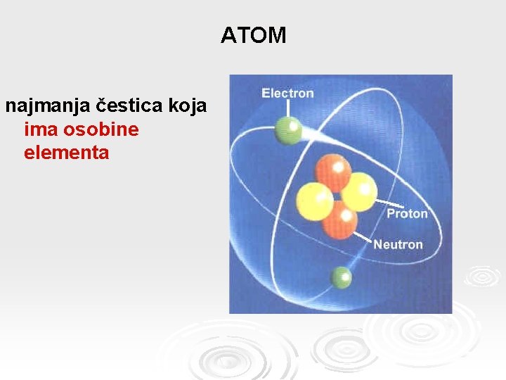 ATOM najmanja čestica koja ima osobine elementa 