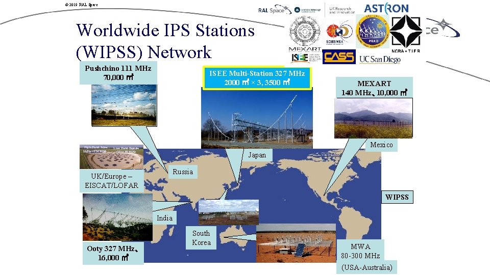 © 2019 RAL Space Worldwide IPS Stations (WIPSS) Network Pushchino 111 MHz 70, 000