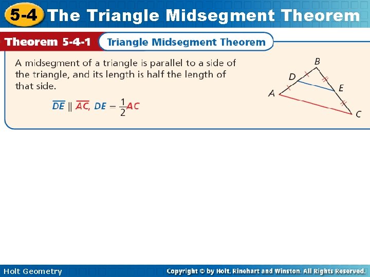 5 -4 The Triangle Midsegment Theorem Holt Geometry 