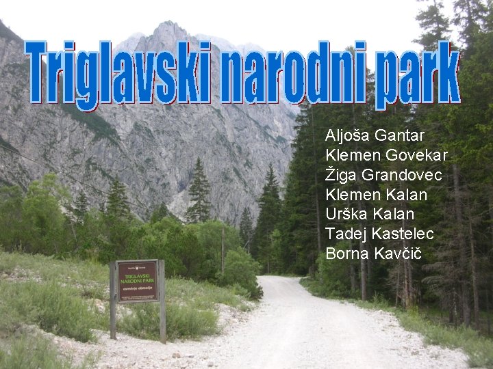 Aljoša Gantar Klemen Govekar Žiga Grandovec Klemen Kalan Urška Kalan Tadej Kastelec Borna Kavčič