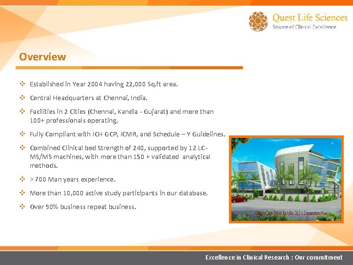 Overview v Established in Year 2004 having 22, 000 Sq. ft area. v Central