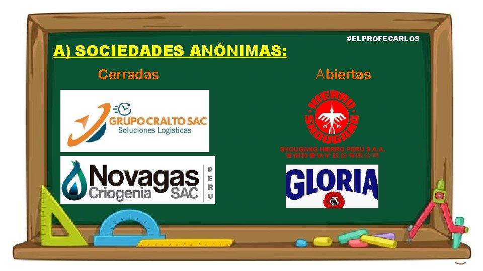 A) SOCIEDADES ANÓNIMAS: #ELPROFECARLOS Cerradas Abiertas 13 