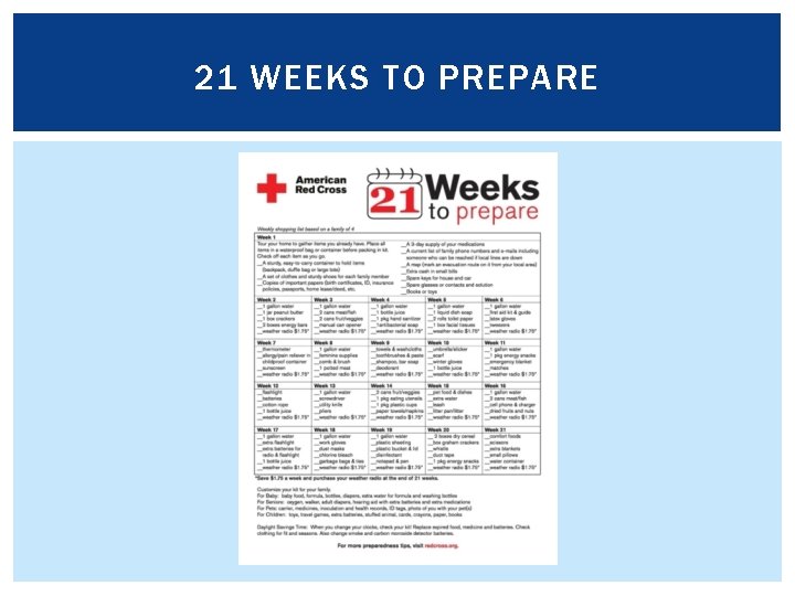 21 WEEKS TO PREPARE 