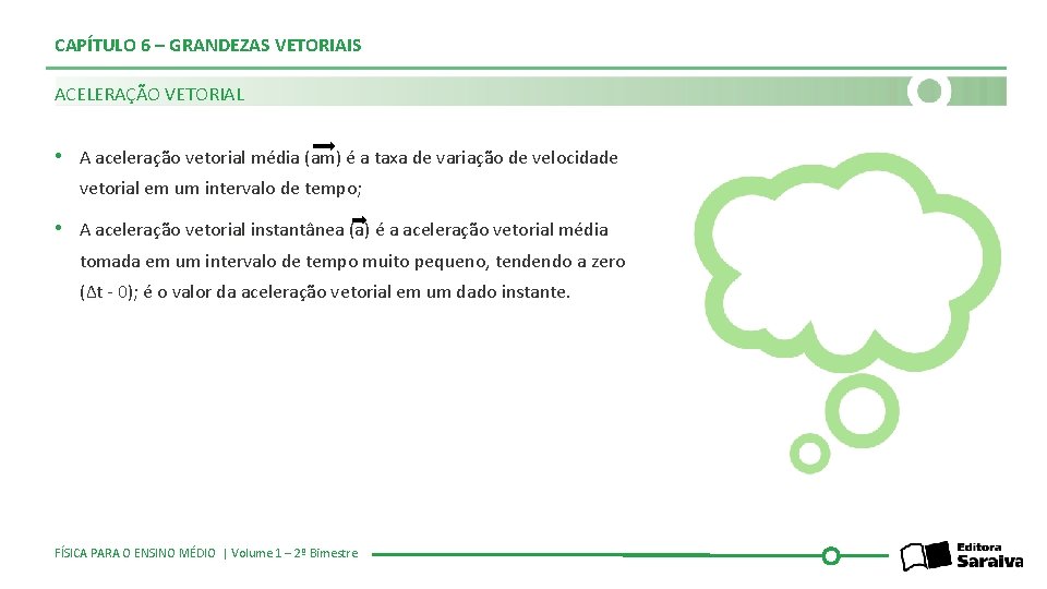 CAPÍTULO 6 – GRANDEZAS VETORIAIS ACELERAÇÃO VETORIAL • A aceleração vetorial média (am) é