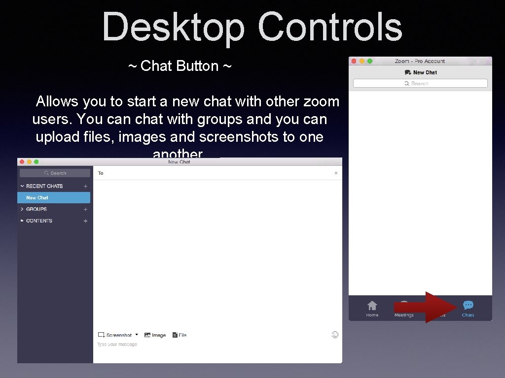 Desktop Controls ~ Chat Button ~ Allows you to start a new chat with