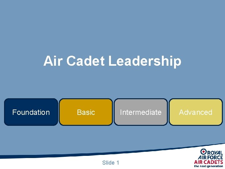 Air Cadet Leadership Foundation Basic Intermediate Slide 1 Advanced 