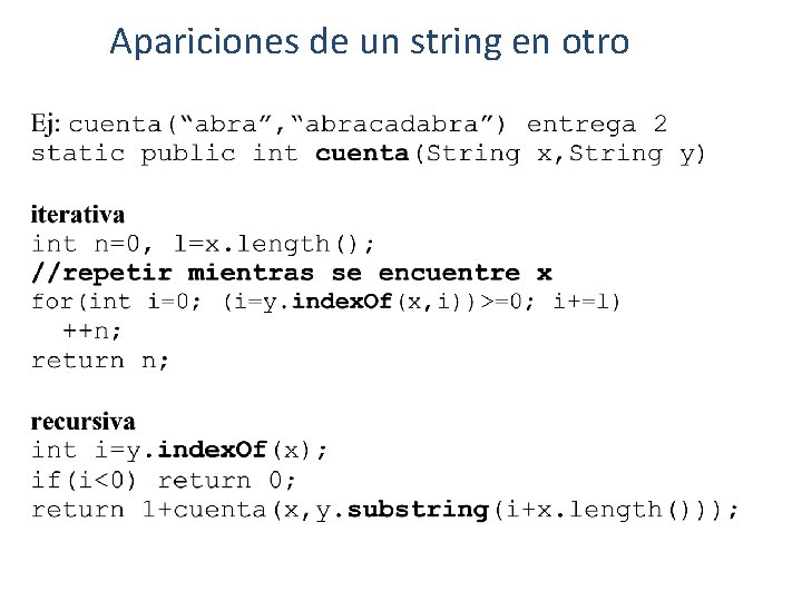 Apariciones de un string en otro 