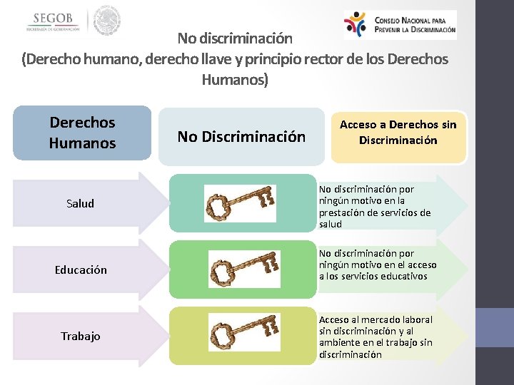 No discriminación (Derecho humano, derecho llave y principio rector de los Derechos Humanos) Derechos