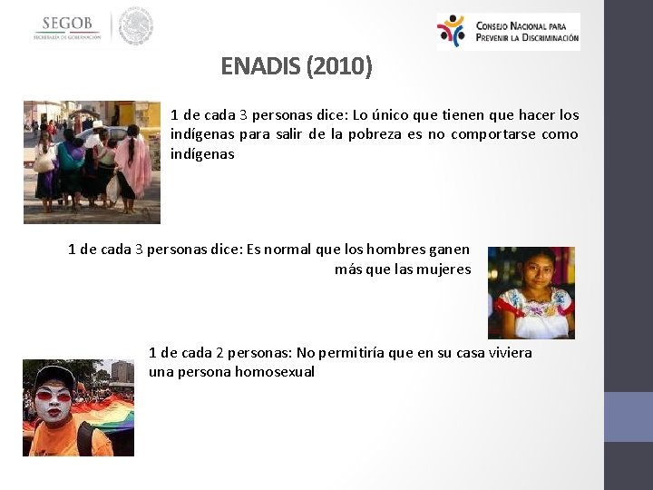 ENADIS (2010) 1 de cada 3 personas dice: Lo único que tienen que hacer