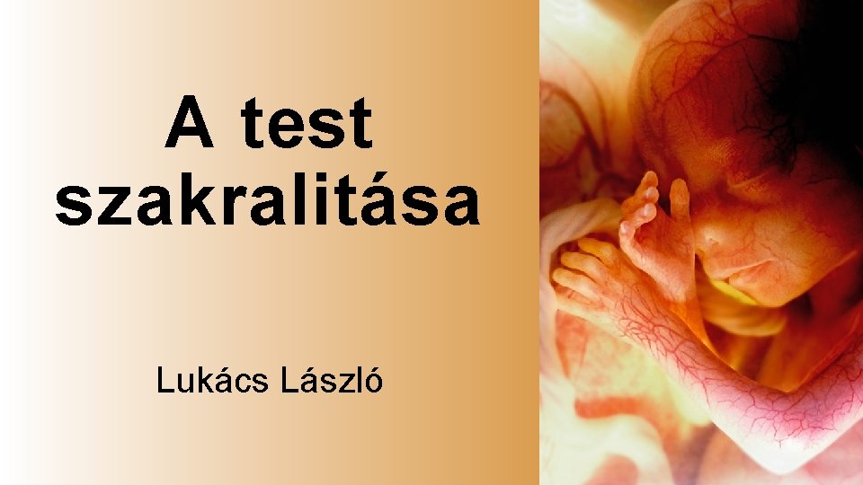 A test szakralitása Lukács László 