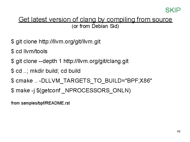 SKIP Get latest version of clang by compiling from source (or from Debian Sid)