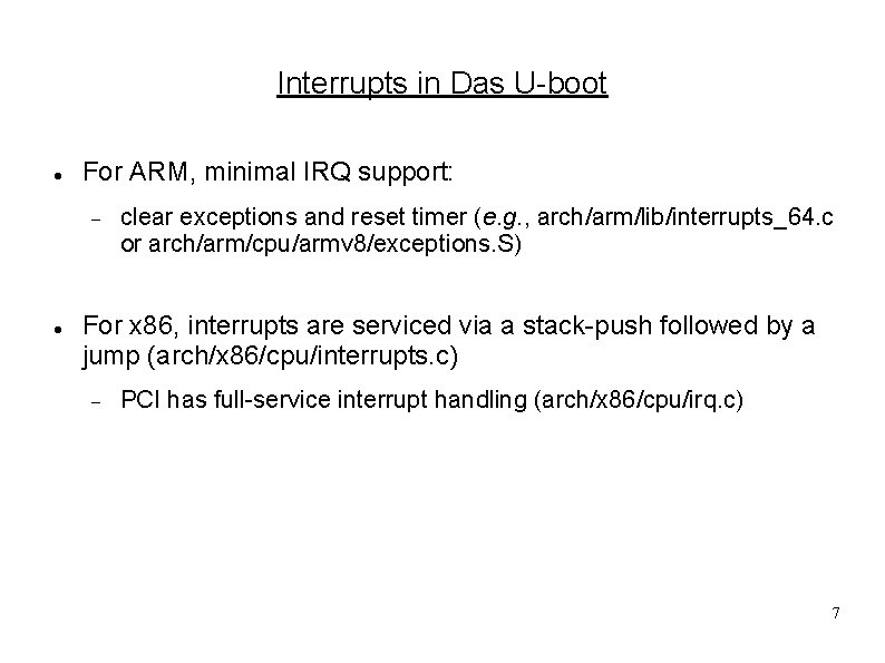 Interrupts in Das U-boot For ARM, minimal IRQ support: clear exceptions and reset timer