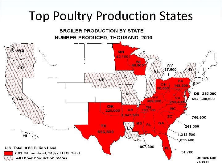 Top Poultry Production States Top Poultry Production States