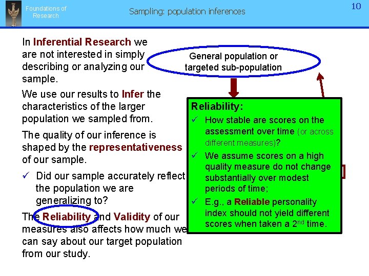 Foundations of Research Sampling: population inferences In Inferential Research we are not interested in Foundations of Research Sampling: population inferences In Inferential Research we are not interested in