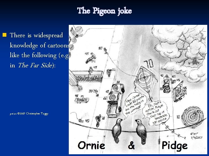 The Pigeon joke n There is widespread knowledge of cartoons like the following (e.