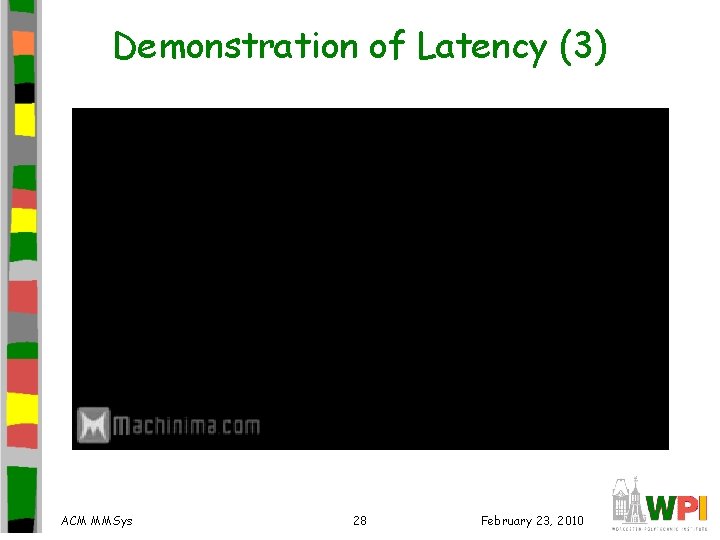 Demonstration of Latency (3) ACM MMSys 28 February 23, 2010 