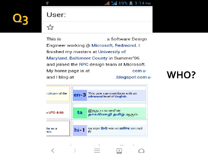 Q 3 WHO? 