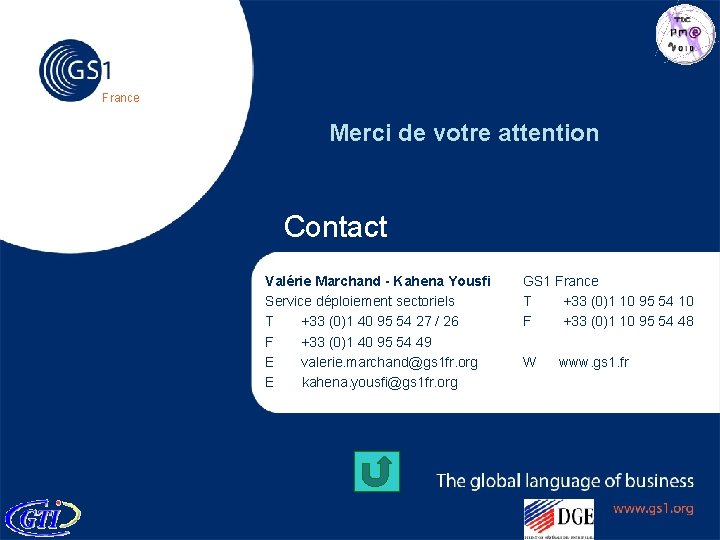 France Merci de votre attention Contact Valérie Marchand - Kahena Yousfi Service déploiement sectoriels