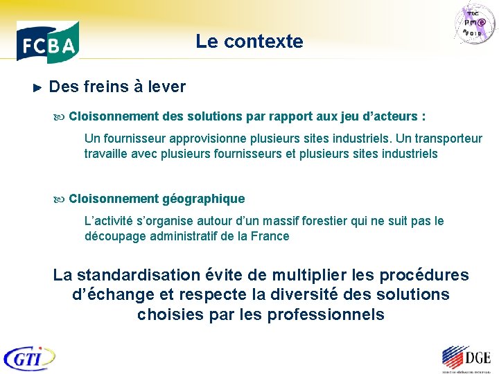 Le contexte Des freins à lever Cloisonnement des solutions par rapport aux jeu d’acteurs