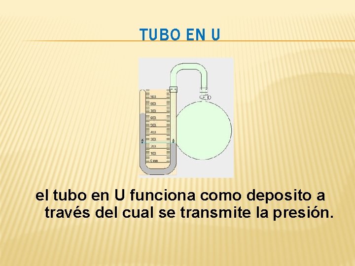 TUBO EN U el tubo en U funciona como deposito a través del cual TUBO EN U el tubo en U funciona como deposito a través del cual