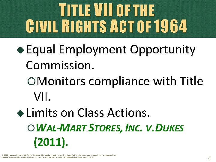 TITLE VII OF THE CIVIL RIGHTS ACT OF 1964 Equal Employment Opportunity Commission. Monitors