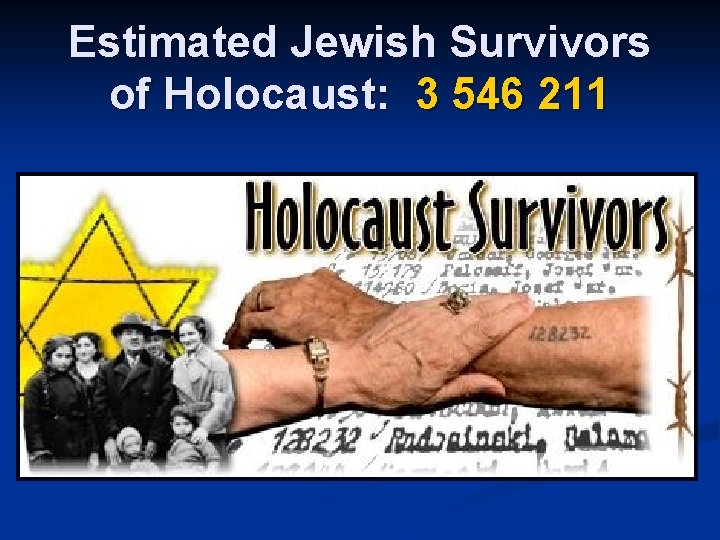Estimated Jewish Survivors of Holocaust: 3 546 211 