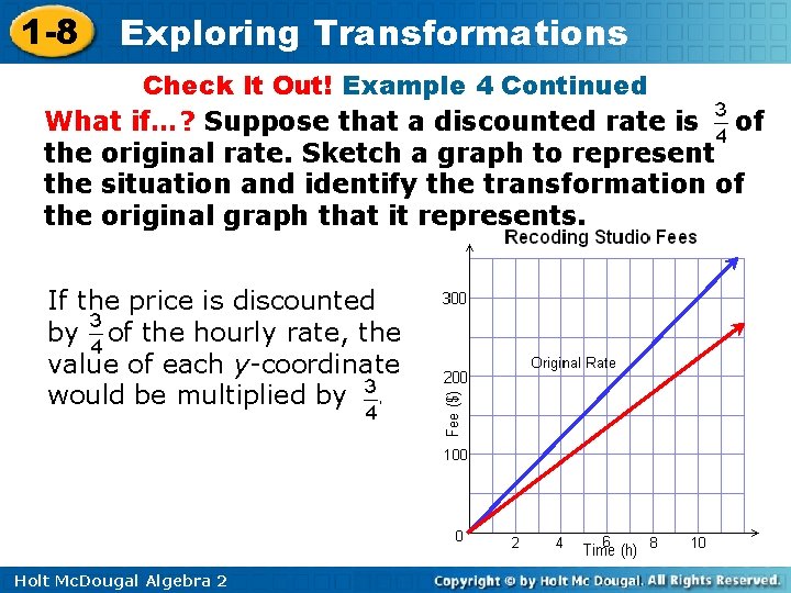 1 -8 Exploring Transformations Check It Out! Example 4 Continued What if…? Suppose that